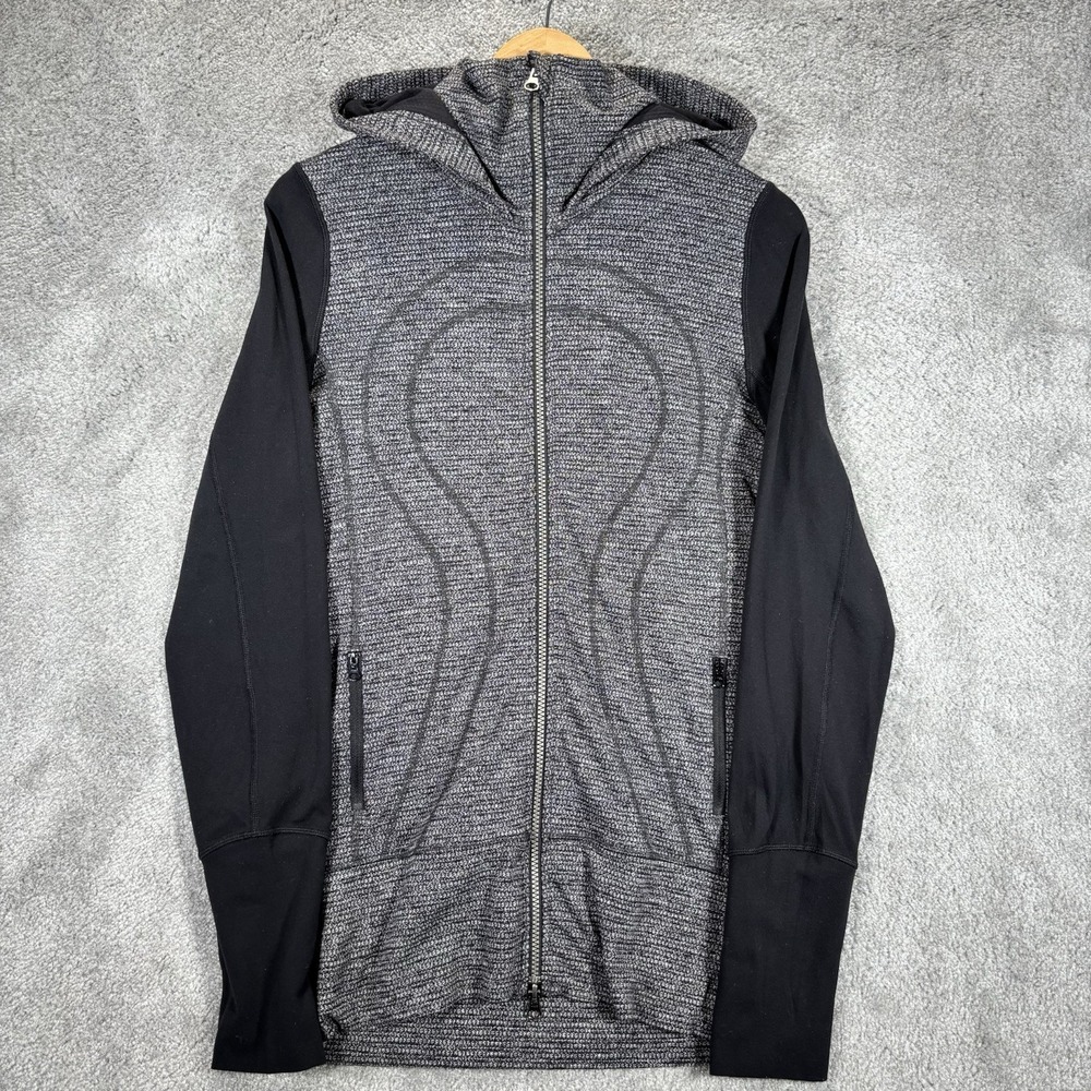 Lululemon Stride Hoodie Jacket Womens 6 Full Zip Gray Stretch Athletic Gym Yoga